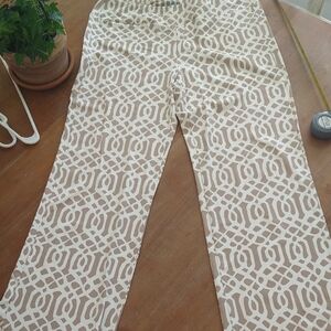 J. McLaughlin Cream and Tan Geometric Pants